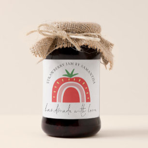 Met de Hand Gemaakte Aardbeienjam Regenboog Naam Vierkante Sticker