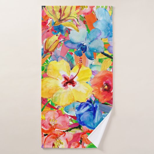 met de hand geschilde abstracte waterverf achtergr badhanddoek (Badhanddoek)