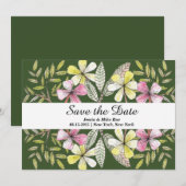 met de hand geschilde bloemen save the date (Voorkant / Achterkant)