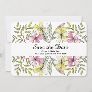 met de hand geschilde bloemen save the date