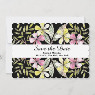 met de hand geschilde bloemen save the date