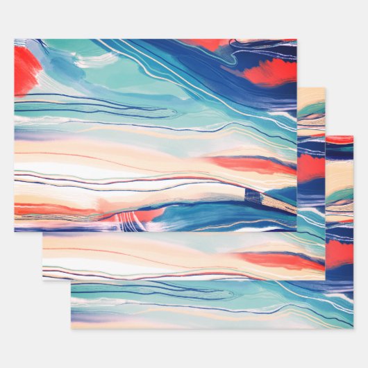 Met de hand geschilderd abstract schilderij met bl inpakpapier vel (Set)
