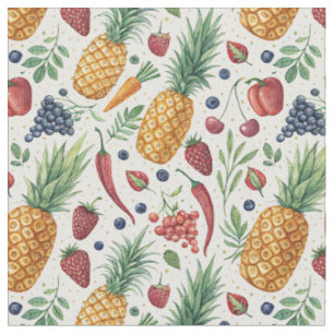 Met de hand geschilderd aquarel groenten & fruit p stof