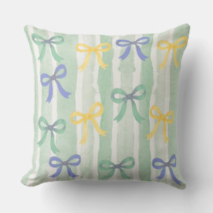 Met de hand geschilderd lintpatroon pastel strikke kussen