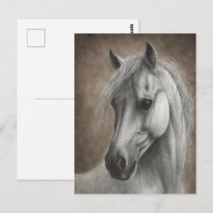Met de hand geschilderd portret van een witte paar briefkaart