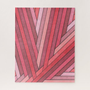 Met de hand geschilderd rood geometrisch streepdes legpuzzel