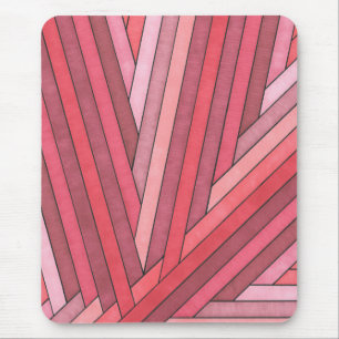 Met de hand geschilderd rood geometrisch streepdes muismat