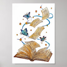 Met de hand geschilderd toverboek Vlinders Aquarel
