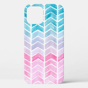 Met de hand geschilderd waterverf, geometrisch bla iPhone 12 hoesje