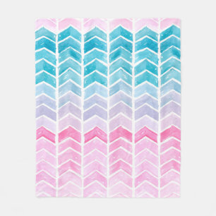 Met de hand geschilderd waterverf, geometrisch bla fleece deken