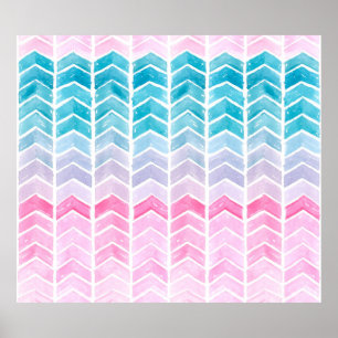 Met de hand geschilderd waterverf, geometrisch bla poster