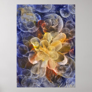 Met de hand geschilderde abstracte bloesem kunst poster