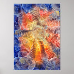 Met de hand geschilderde abstracte energie stralen poster