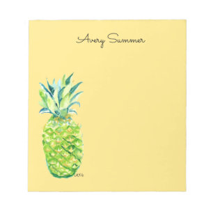 Met de hand geschilderde ananas gele boodschappenl notitieblok