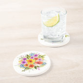 Met de hand geschilderde bloemen, helder watercolo zandsteen onderzetter (Zijkant)