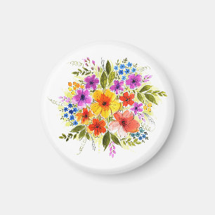 Met de hand geschilderde bloemen, helder waterverf magneet