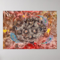 Met de hand geschilderde bloemen kunst met pauwenv