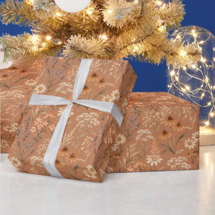 Met de hand geschilderde Boho terracotta wilde blo Cadeaupapier