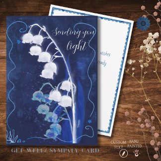 Met de hand geschilderde Cyanotype Lelietje-van-da Feestdagenkaart