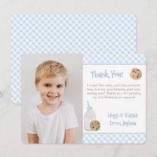 Met de hand geschilderde foto van melk en koekjes  bedankkaart