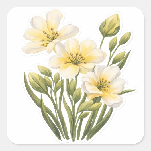 Met de hand geschilderde gele bloemen sticker (Voorkant)