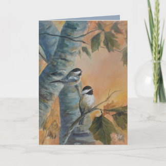 Met de hand geschilderde kaart van "Chickadees"