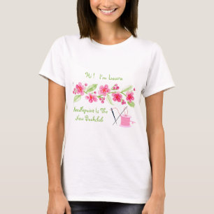 Met de hand geschilderde Kersenbloesem Borduurwerk T-shirt