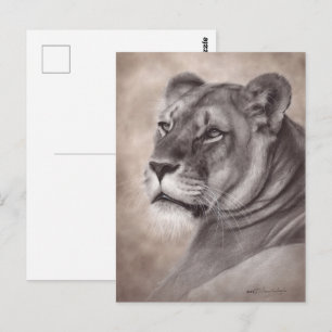Met de hand geschilderde leeuwin dierenkunst briefkaart
