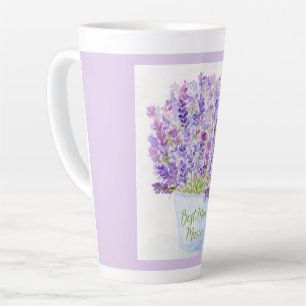 Met de hand geschilderde losse aquarel lavendel bl latte mok