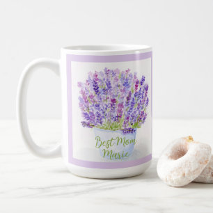 Met de hand geschilderde losse waterverf lavendel koffiemok