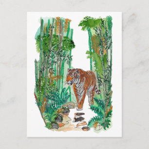 Met de hand geschilderde majestueuze tijger Jungle Briefkaart