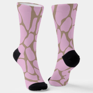 Met de hand geschilderde roze en warmbeige giraffe sokken