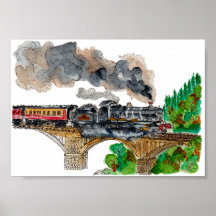 Met de hand geschilderde Stoomtrein Locomotief Aqu
