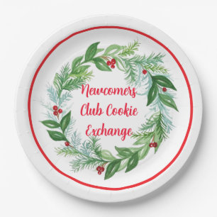 Met de hand geschilderde waterverf Kerst Holiday K Papieren Bordje