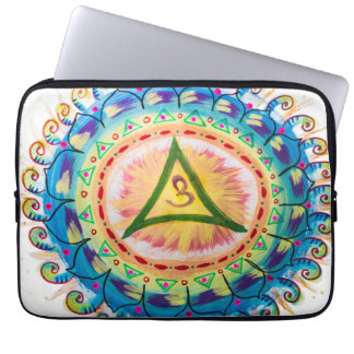 Met de hand geschilderde waterverf Om Mandala Laptop Sleeve