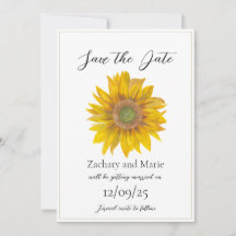 Met de hand geschilderde zonnebloem Save The Date 