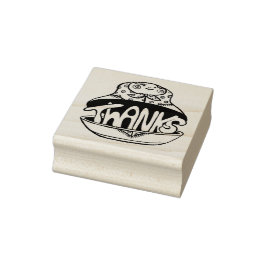 Met de hand geschreven dankjewel in een Matroesjka Rubberstempel