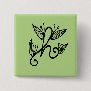 met de hand geschreven h vierkante button 5,1 cm