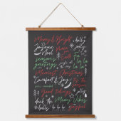 Met de hand geschreven kersttypografie hangend wandkleed (Voorkant)