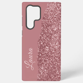 Met de hand geschreven Naam roze Metaal Nep Glitte Samsung Galaxy Hoesje