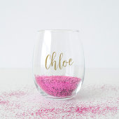 Met de hand geschreven naam vrijgezellenfeest brui wijnglas zonder voet