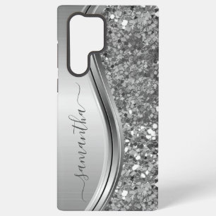 Met de hand geschreven naam zilveren metaal nepsch samsung galaxy hoesje