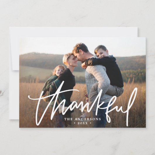 Met de hand geschreven Thankful Thanksgiving van d Feestdagenkaart (Voorkant)