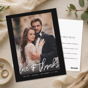 Met de hand geschreven zwarte foto bedankje briefkaart