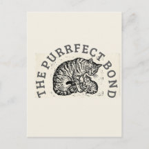 Met de hand gesneden Linocut Kat Moeder & Kitten -