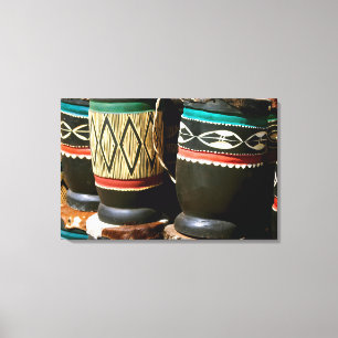 Met de hand gesneden trommels, Livingston, Zambia Canvas Afdruk
