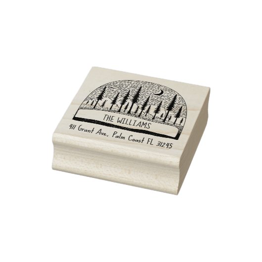 Met de hand getekend adres landschapsfamilie met p rubberstempel (Stempel)