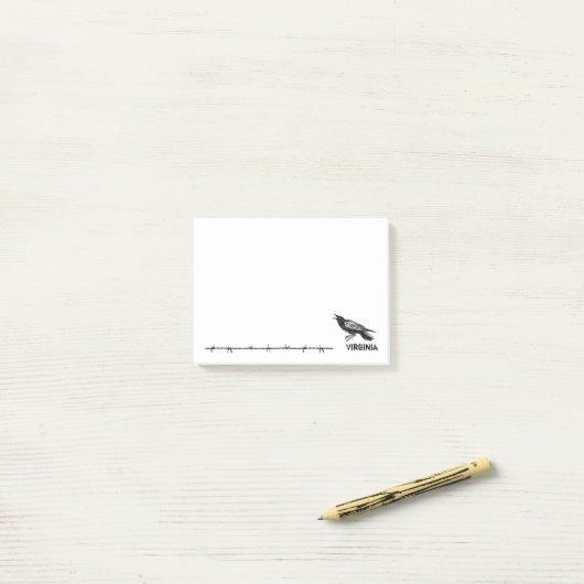 Met de hand getekend, Black Raven Post-it® Notes (Op bureau)