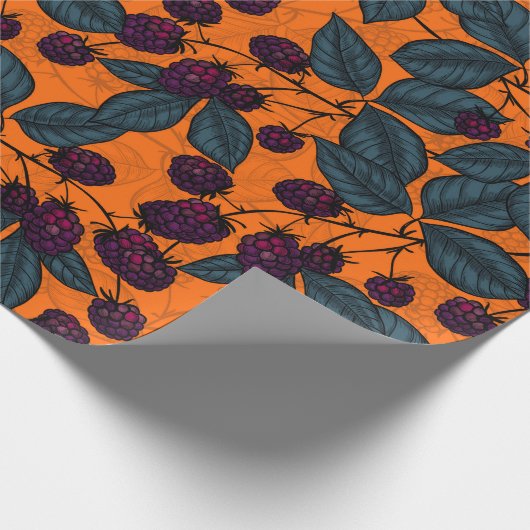 Met de hand getekend Blackberry-patroon Cadeaupapier (Hoek)