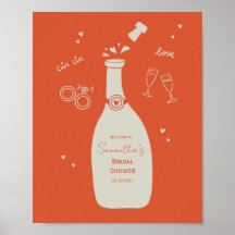Met de hand getekend Champaign Bruiloftsborrel Bor